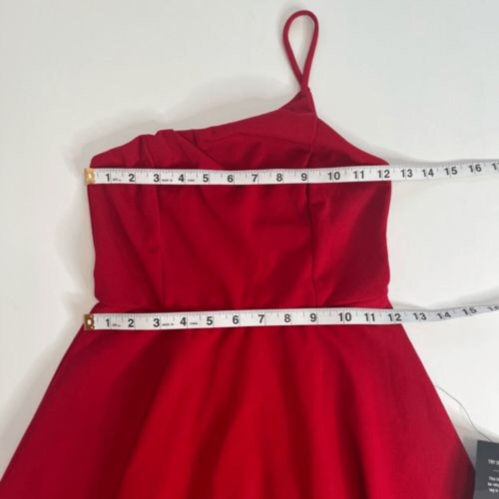 NEW Lulus‎ Mini Dress Red Too Cute To Care S One Shoulder Skater Chic Event Teen - Picture 14 of 16